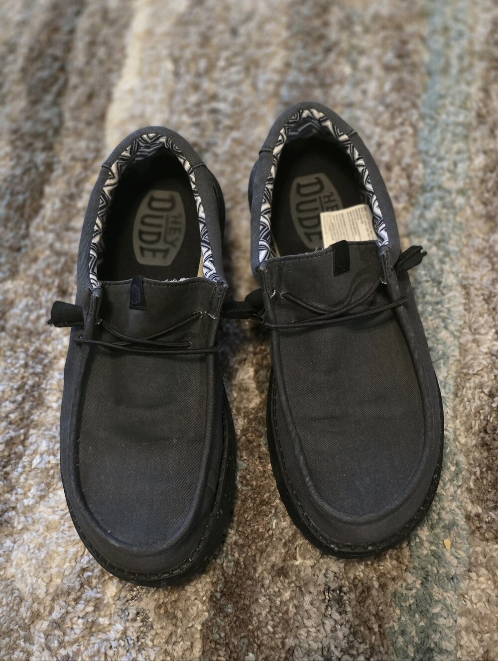 Hey Dude dark Charcoal gray Men's Casual Slip-On Loafers with Patterned Liner
